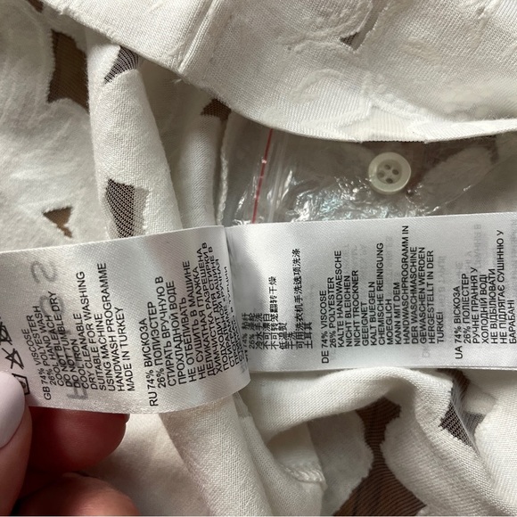 Reiss Shirt Short Sleeve Viscose Blend White Floral Cutout Lace Size Extra Small - Picture 8 of 8